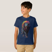 ファンタジーカラフルアートのライオン Tシャツ (正面フル)