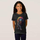 ファンタジーカラフルアートのライオン Tシャツ (正面フル)