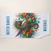 ファンタジーカラフルスチームパンクシーホース ビーチタオル (正面)