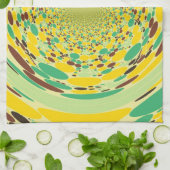 ファンタジーカラフルドット抽象芸術レトロアールデコ キッチンタオル (折り畳み)