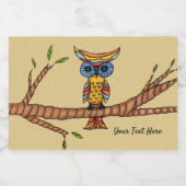 ファンタジーカラフルフクロウブルーアイズオンツリーブランチタン フードラベル (シングルラベル)