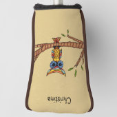 ファンタジーカラフルフクロウブルーアイズオンブランチタン ゴルフヘッドカバー (回転90)