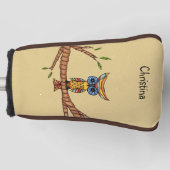 ファンタジーカラフルフクロウブルーアイズオンブランチタン ゴルフヘッドカバー (正面)