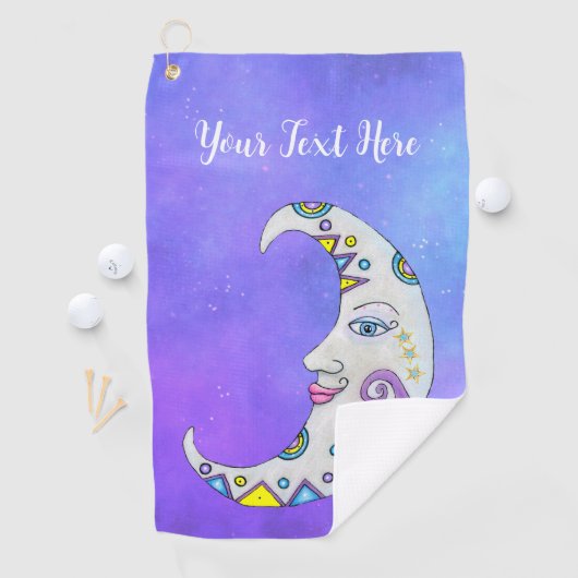 ファンタジーカラフルムーンマークかわいらし顔空 ゴルフタオル (インサイチュ)