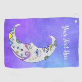 ファンタジーカラフルムーンマークかわいらし顔空 ゴルフタオル (横)