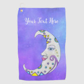 ファンタジーカラフルムーンマークかわいらし顔空 ゴルフタオル (正面)