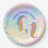 ファンタジーカラフルユニコーン ペーパープレート (正面)