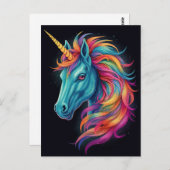 ファンタジーカラフルレインボーユニコーン ポストカード (正面/裏面)