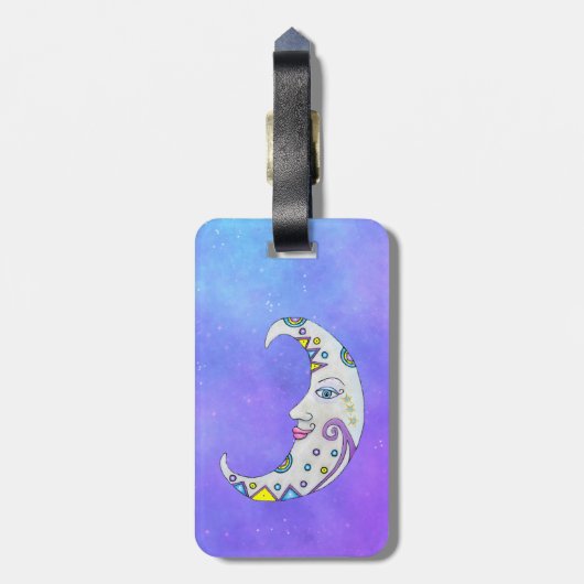 ファンタジーカラフル三日月と顔空 ラゲッジタグ (裏面縦)