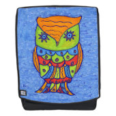 ファンタジーカラフル抽象芸術フクロウ星目オンブルー バックパック (正面)