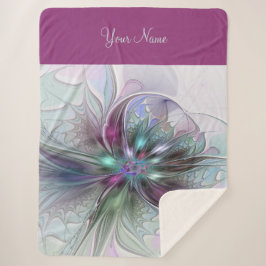 ファンタジーカラフル抽象芸術フラクタル花名 シェルパブランケット