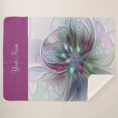 ファンタジーカラフル抽象芸術フラクタル花名 シェルパブランケット (正面(横))