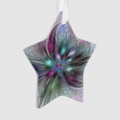 ファンタジーカラフル抽象芸術フラクタル花星 オーナメント (正面)