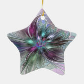 ファンタジーカラフル抽象芸術フラクタル花星 セラミックオーナメント (裏面)