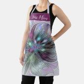 ファンタジーカラフル抽象芸術フラクタル花最高の母母 エプロン (インサイチュ)