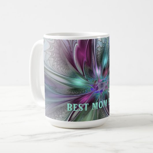 ファンタジーカラフル抽象芸術フラクタル花最高の母母 コーヒーマグカップ (正面左)