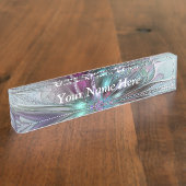 ファンタジーカラフル抽象芸術フラクタル花自身のタイトル デスクネームプレート (側面)