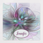 ファンタジーカラフル抽象芸術フラクタル花自身の名前 ラベル (デザイン2)