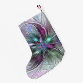 ファンタジーカラフル抽象芸術フラクタル芸術花名 スモールクリスマスストッキング (裏面 (吊り時))