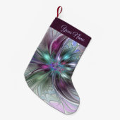 ファンタジーカラフル抽象芸術フラクタル芸術花名 スモールクリスマスストッキング (正面 (吊り時))