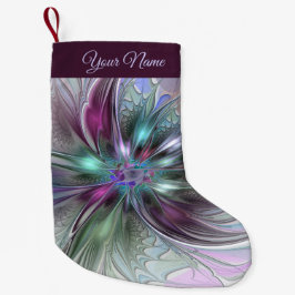 ファンタジーカラフル抽象芸術フラクタル芸術花名 スモールクリスマスストッキング
