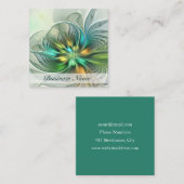 ファンタジーカラフル抽象芸術フラワーフラクタルアート スクエア名刺 (正面/裏面)