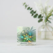 ファンタジーカラフル抽象芸術フラワーフラクタルアート スクエア名刺 (スタンド正面)