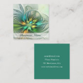 ファンタジーカラフル抽象芸術フラワーフラクタルアート スクエア名刺 (正面/裏面)