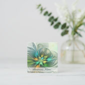 ファンタジーカラフル抽象芸術フラワーフラクタルアート スクエア名刺 (スタンド正面)