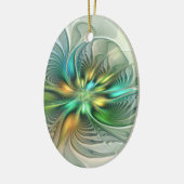 ファンタジーカラフル抽象芸術フラワーフラクタルアート セラミックオーナメント (左)