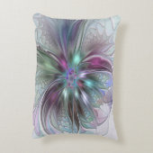 ファンタジーカラフル抽象芸術モダンフラクタル花 アクセントクッション (裏面(縦))