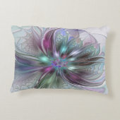 ファンタジーカラフル抽象芸術モダンフラクタル花 アクセントクッション (裏面)