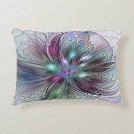 ファンタジーカラフル抽象芸術モダンフラクタル花 アクセントクッション