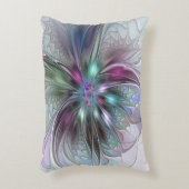 ファンタジーカラフル抽象芸術モダンフラクタル花 アクセントクッション (正面(垂直))