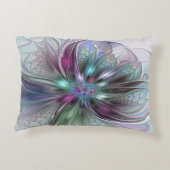 ファンタジーカラフル抽象芸術モダンフラクタル花 アクセントクッション (裏面)