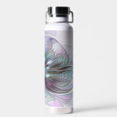 ファンタジーカラフル抽象芸術モダンフラクタル花 ウォーターボトル (背面)