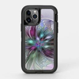 ファンタジーカラフル抽象芸術モダンフラクタル花 オッターボックスディフェンダーiPhone 11 PROケース