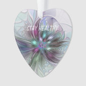 ファンタジーカラフル抽象芸術モダンフラクタル花 オーナメント (正面)