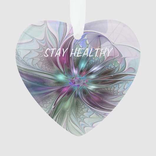 ファンタジーカラフル抽象芸術モダンフラクタル花 オーナメント (正面)