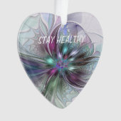 ファンタジーカラフル抽象芸術モダンフラクタル花 オーナメント (正面)