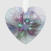 ファンタジーカラフル抽象芸術モダンフラクタル花 オーナメント (裏面)