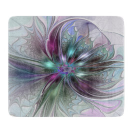 ファンタジーカラフル抽象芸術モダンフラクタル花 カッティングボード