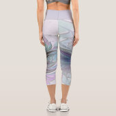 ファンタジーカラフル抽象芸術モダンフラクタル花 カプリレギンス (裏面)