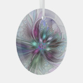 ファンタジーカラフル抽象芸術モダンフラクタル花 ガラスオーナメント (正面右)