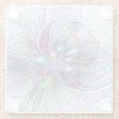 ファンタジーカラフル抽象芸術モダンフラクタル花 ガラスコースター (裏面)