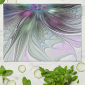 ファンタジーカラフル抽象芸術モダンフラクタル花 キッチンタオル (折り畳み)