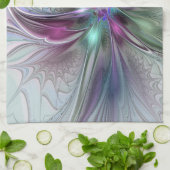 ファンタジーカラフル抽象芸術モダンフラクタル花 キッチンタオル (折り畳み)