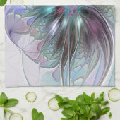 ファンタジーカラフル抽象芸術モダンフラクタル花 キッチンタオル (折り畳み)