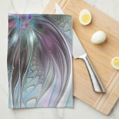 ファンタジーカラフル抽象芸術モダンフラクタル花 キッチンタオル (四つ折り)