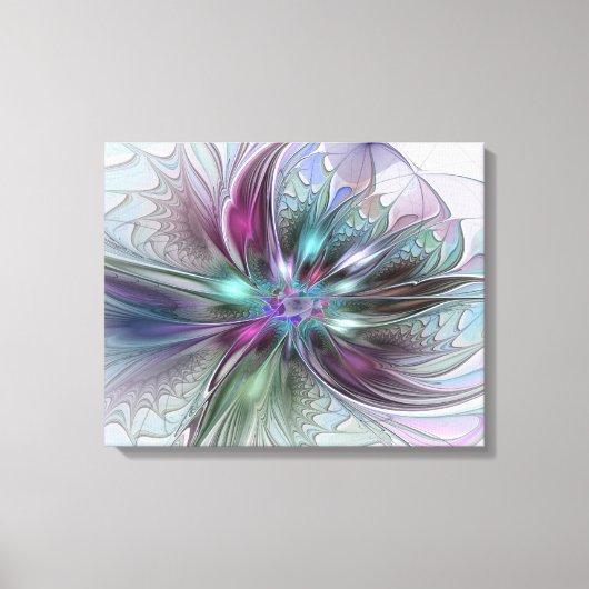 ファンタジーカラフル抽象芸術モダンフラクタル花 キャンバスプリント (正面)